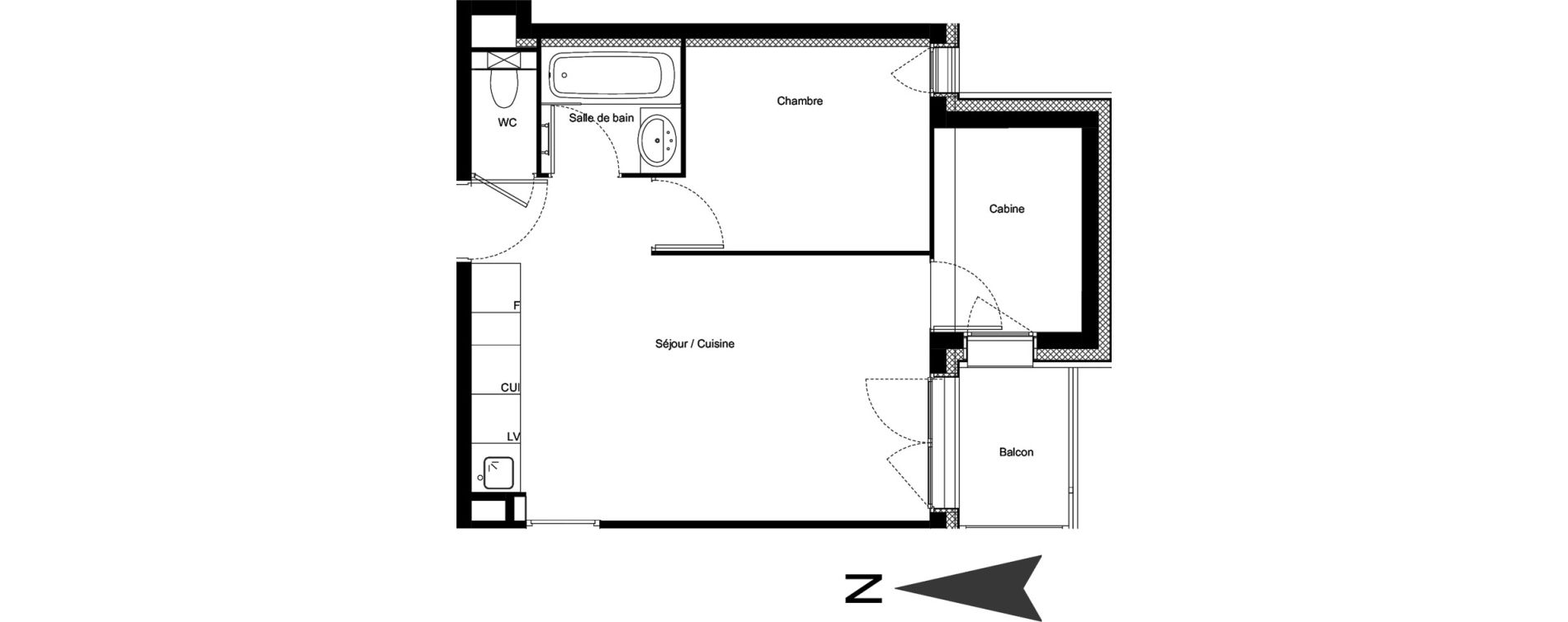 Appartement T2 meubl&eacute; de 37,69 m2 &agrave; Vars Centre