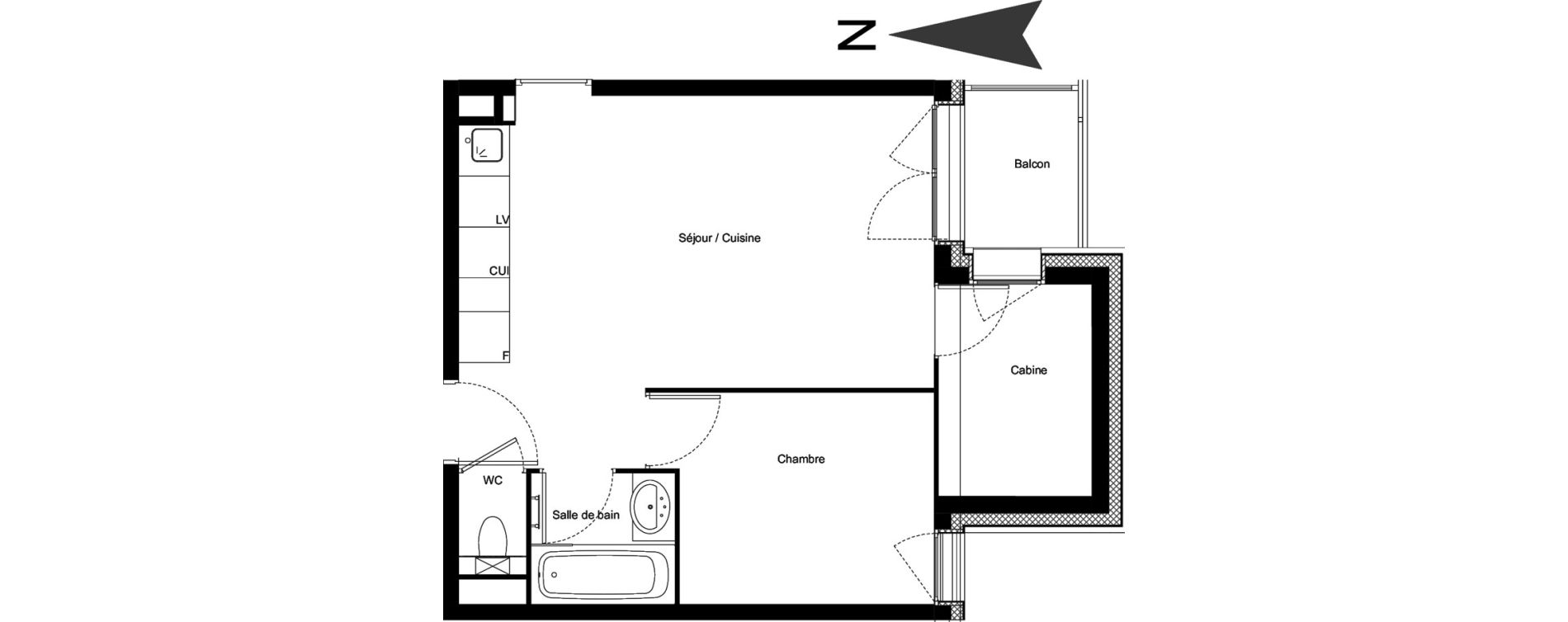 Appartement T2 meubl&eacute; de 38,75 m2 &agrave; Vars Centre