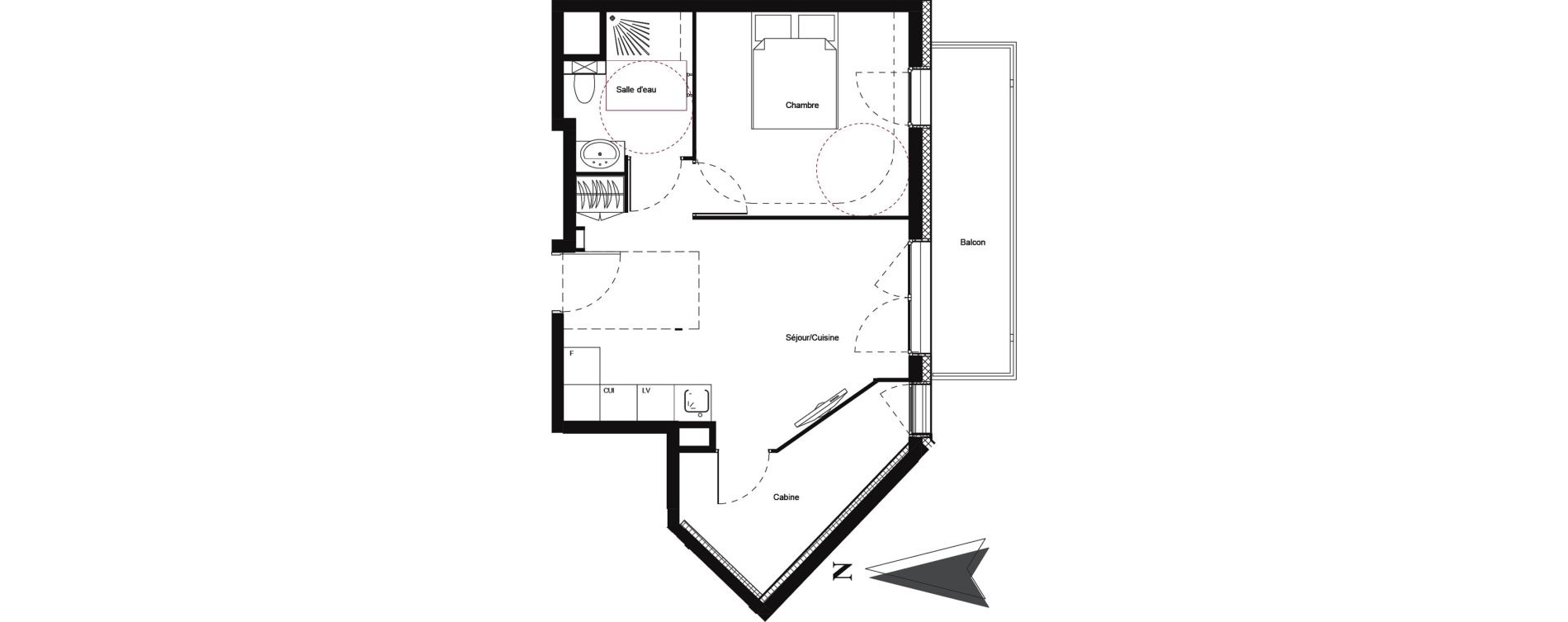 Appartement T2 meubl&eacute; de 43,57 m2 &agrave; Vars Centre