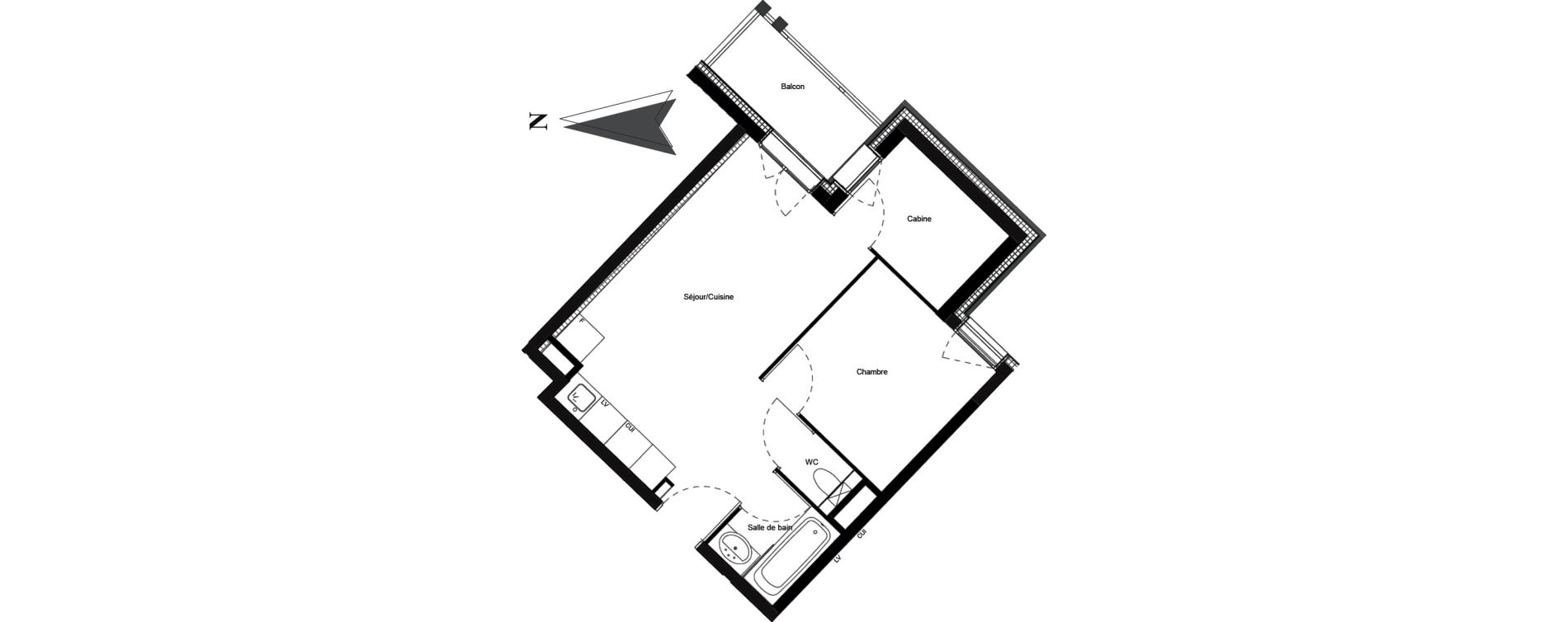 Appartement T2 meubl&eacute; de 37,59 m2 &agrave; Vars Centre