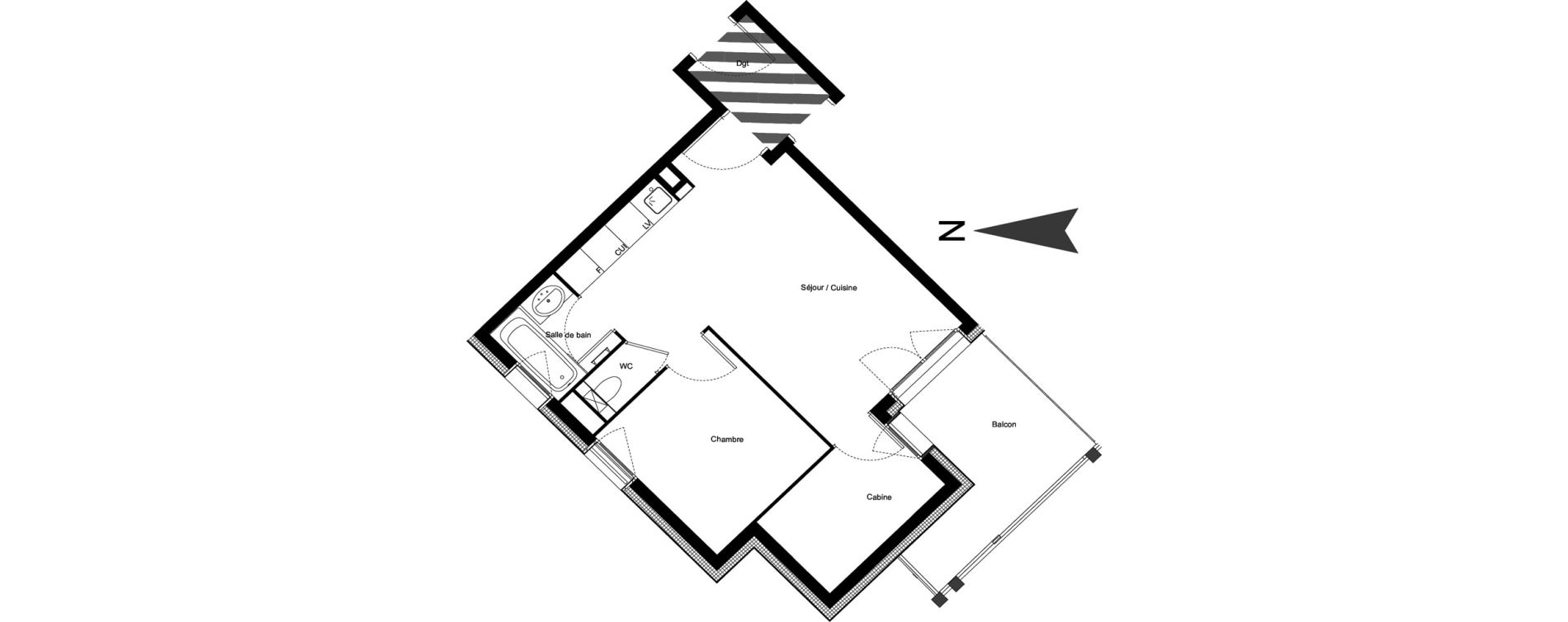 Appartement T2 meubl&eacute; de 39,10 m2 &agrave; Vars Centre