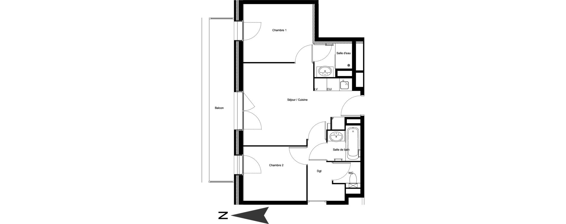 Appartement T3 meubl&eacute; de 47,03 m2 &agrave; Vars Centre