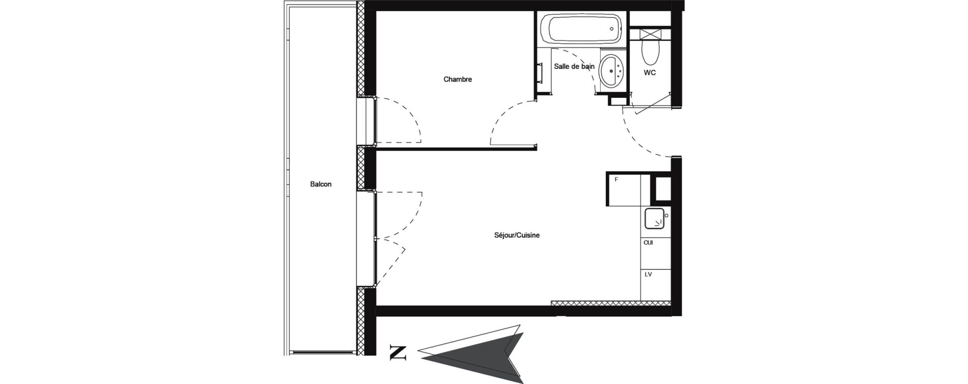 Appartement T2 meubl&eacute; de 31,29 m2 &agrave; Vars Centre