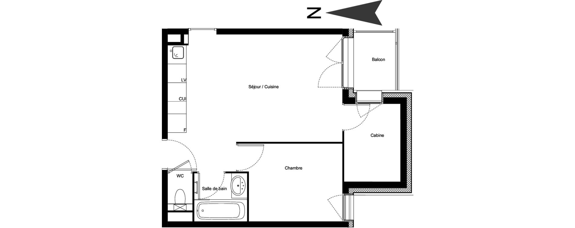 Appartement T2 meubl&eacute; de 38,75 m2 &agrave; Vars Centre