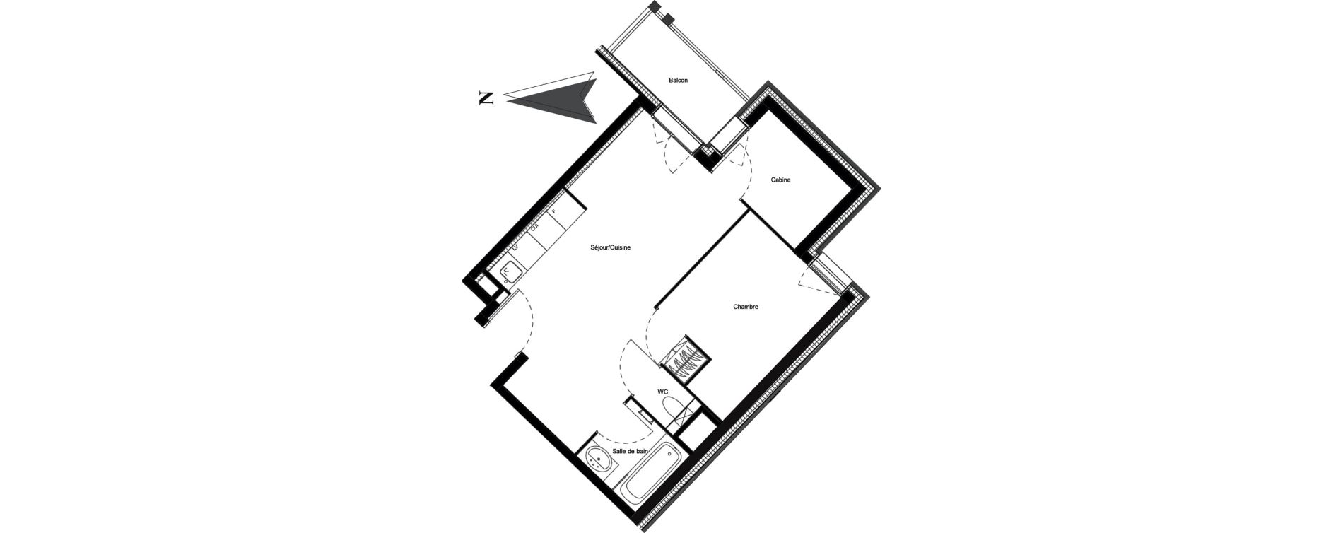 Appartement T2 meubl&eacute; de 40,63 m2 &agrave; Vars Centre