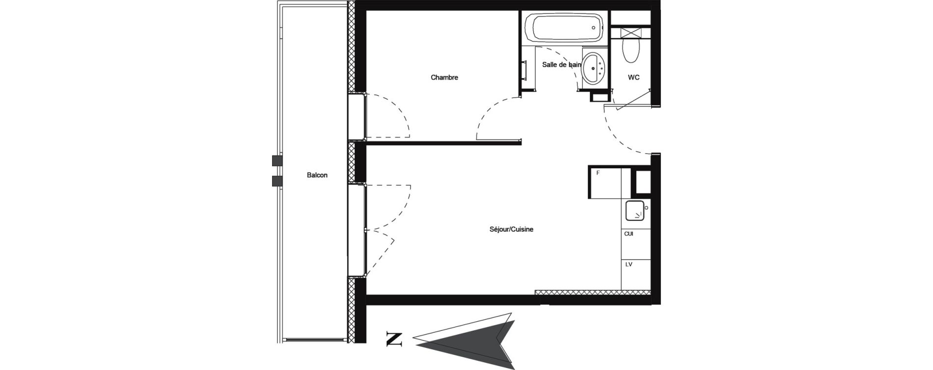 Appartement T2 meubl&eacute; de 31,39 m2 &agrave; Vars Centre