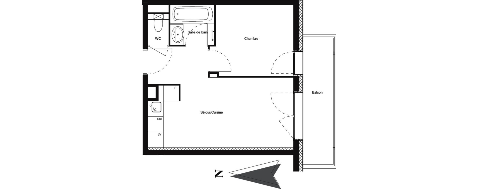 Appartement T2 meubl&eacute; de 30,87 m2 &agrave; Vars Centre