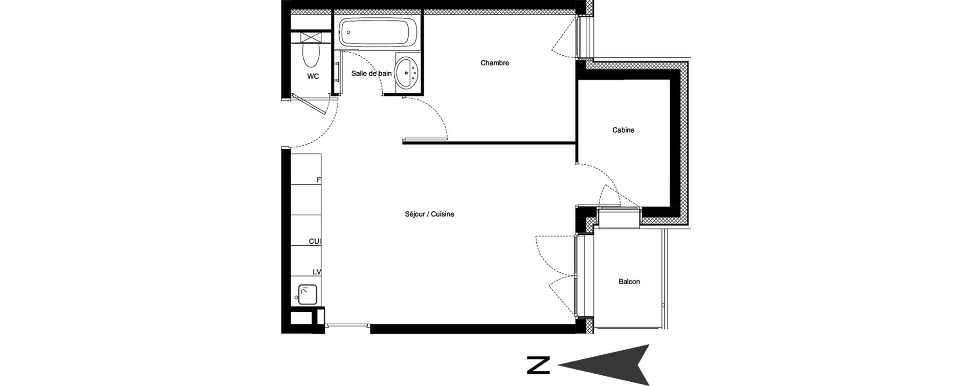Appartement T2 meubl&eacute; de 39,16 m2 &agrave; Vars Centre