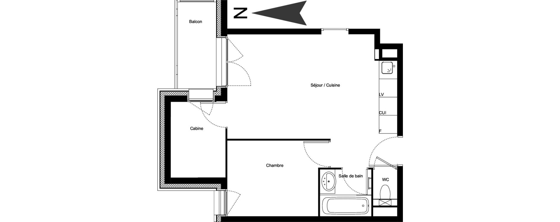 Appartement T2 meubl&eacute; de 38,33 m2 &agrave; Vars Centre