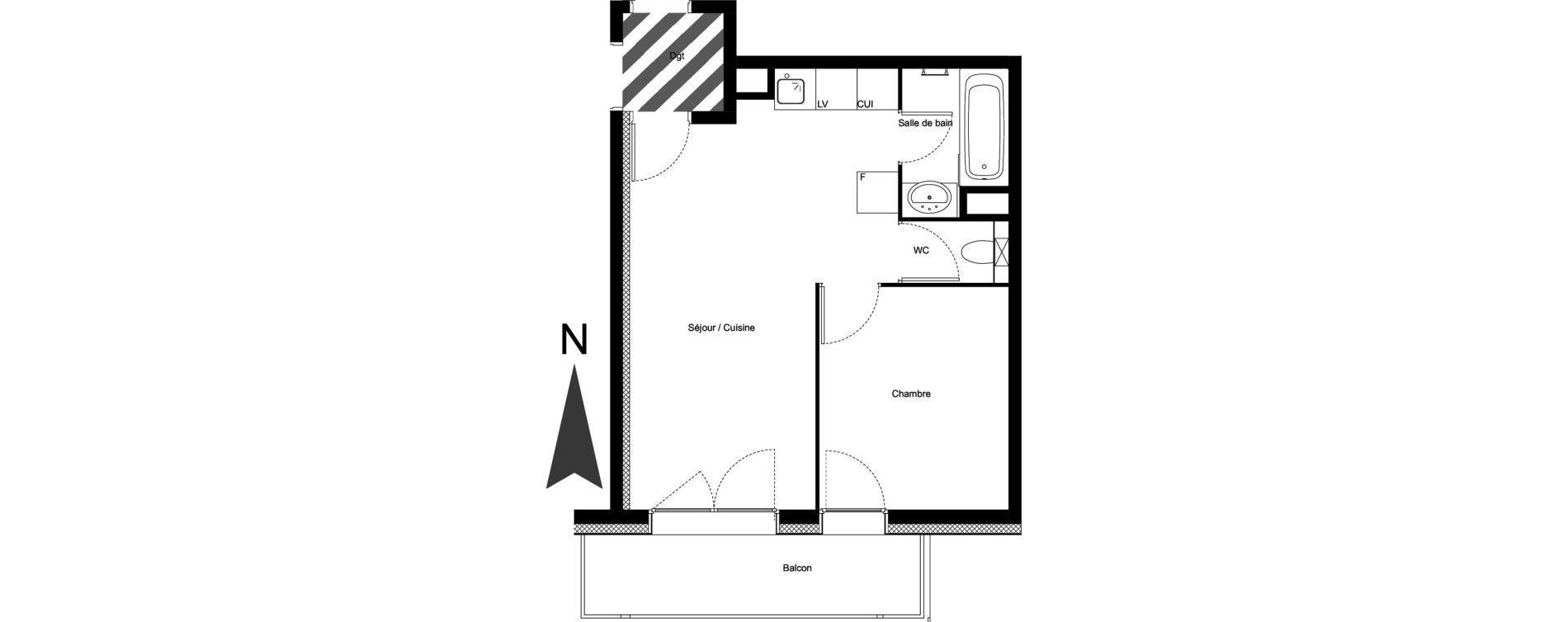 Appartement T2 meubl&eacute; de 35,27 m2 &agrave; Vars Centre