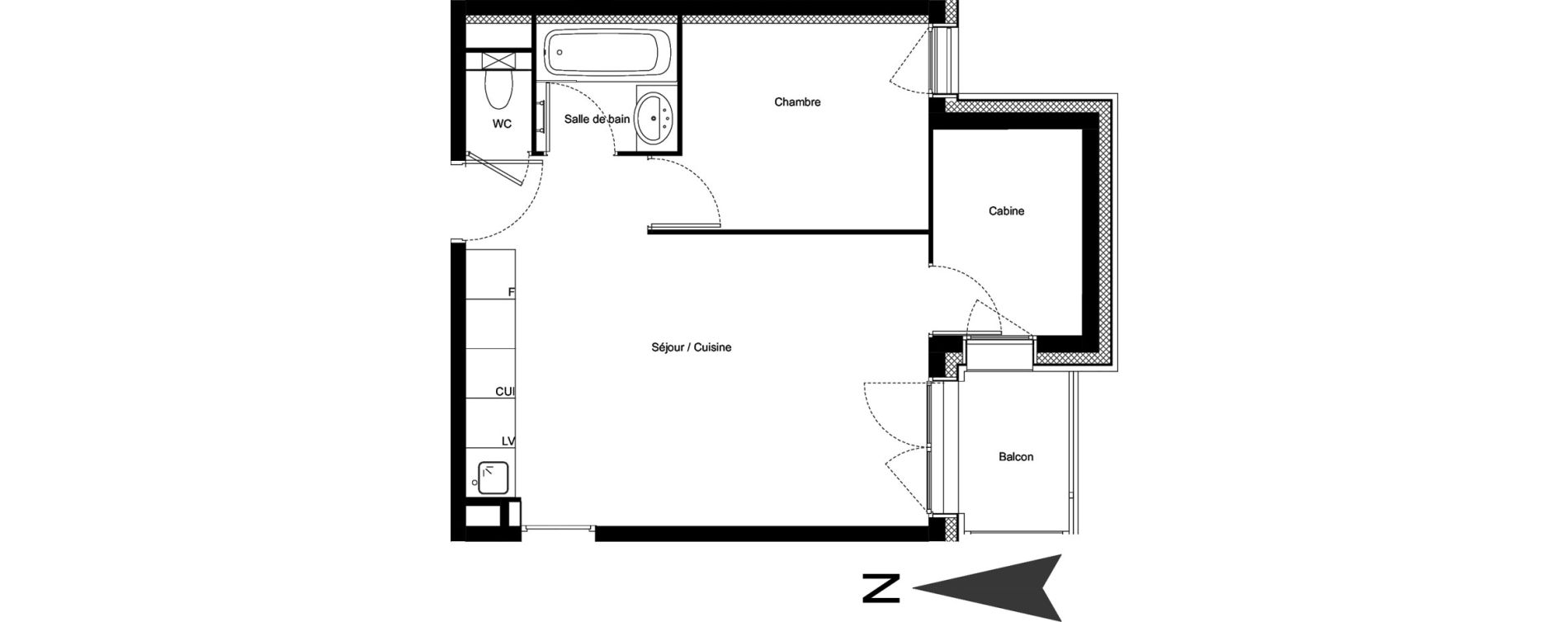 Appartement T2 meubl&eacute; de 39,27 m2 &agrave; Vars Centre