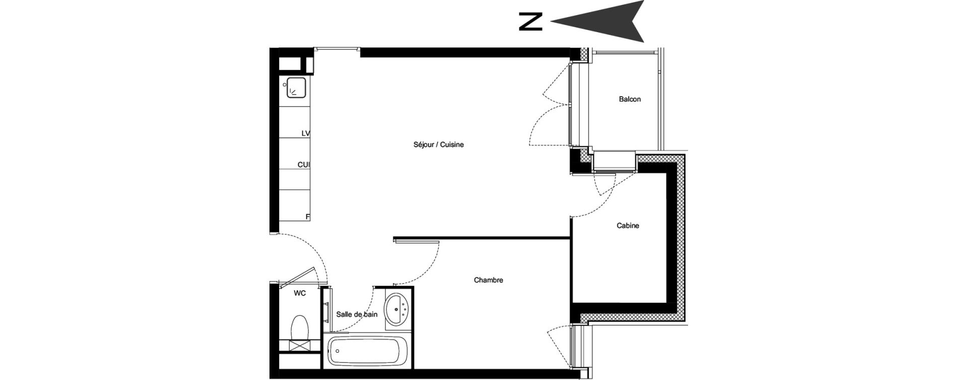 Appartement T2 meubl&eacute; de 38,64 m2 &agrave; Vars Centre