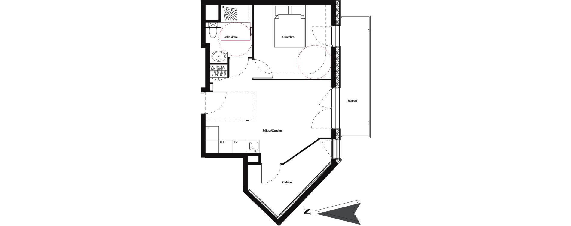Appartement T2 meubl&eacute; de 43,68 m2 &agrave; Vars Centre