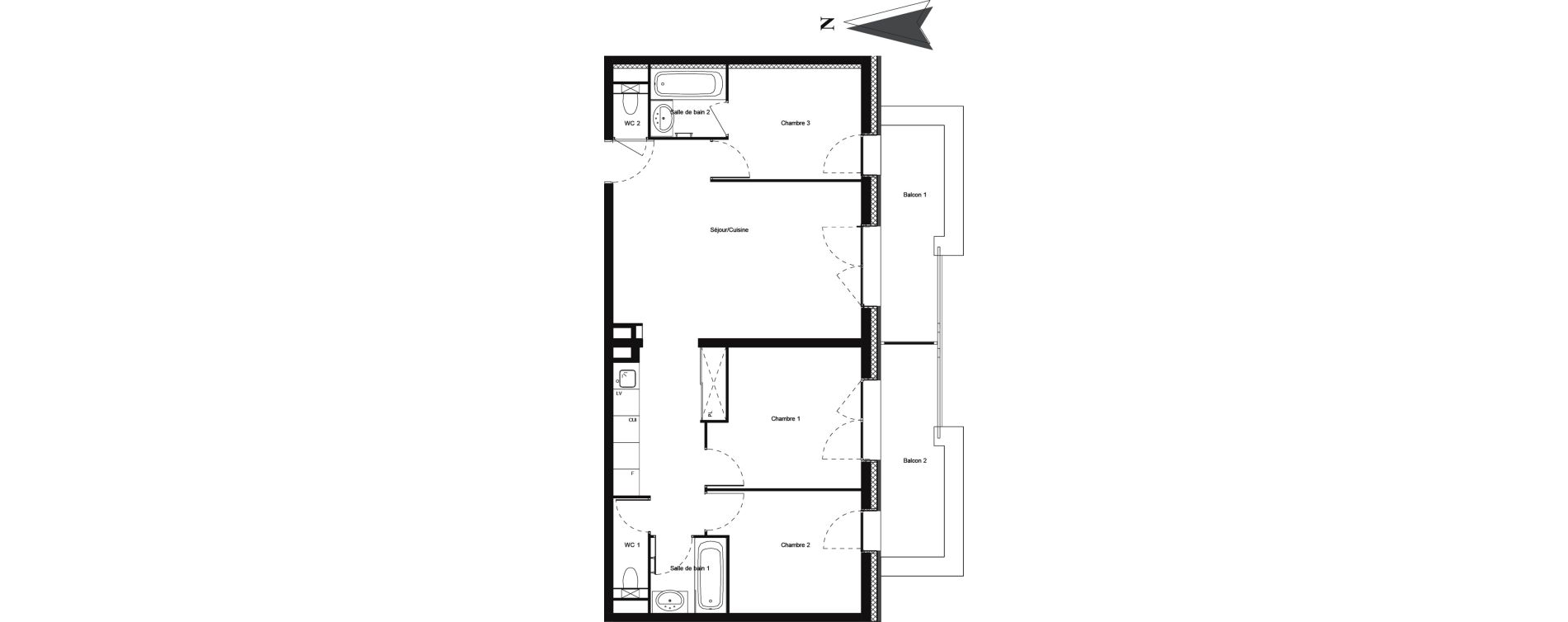 Appartement T4 meubl&eacute; de 68,56 m2 &agrave; Vars Centre
