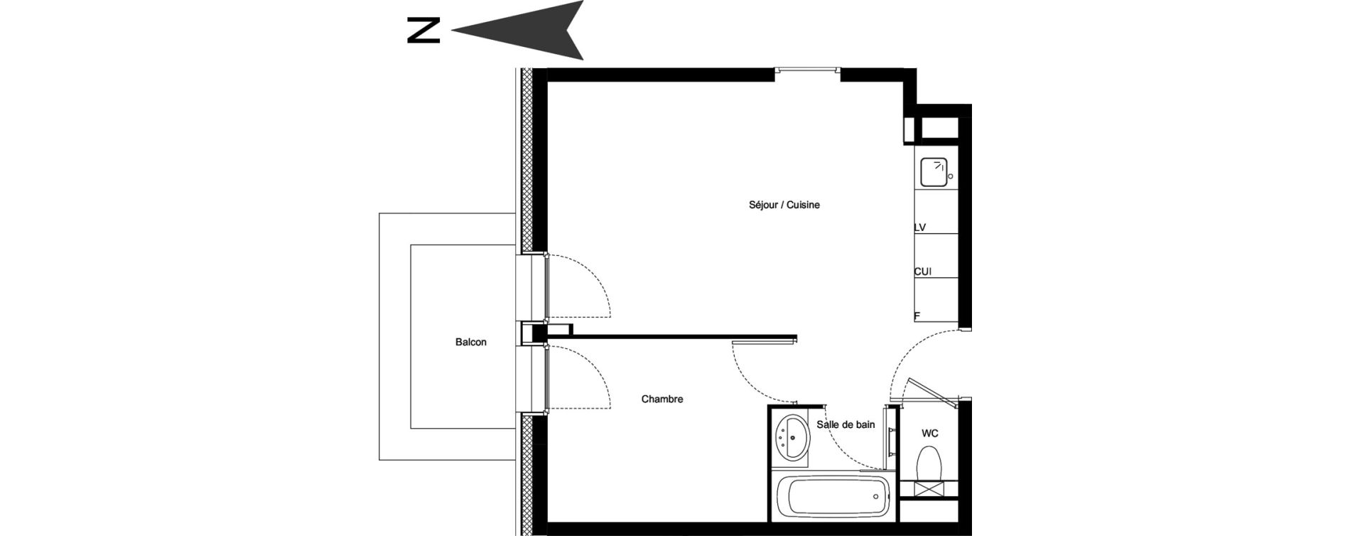 Appartement T2 meubl&eacute; de 33,50 m2 &agrave; Vars Centre