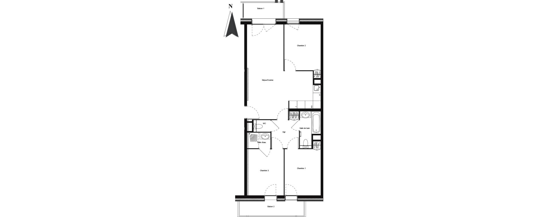 Appartement T4 meubl&eacute; de 71,82 m2 &agrave; Vars Centre