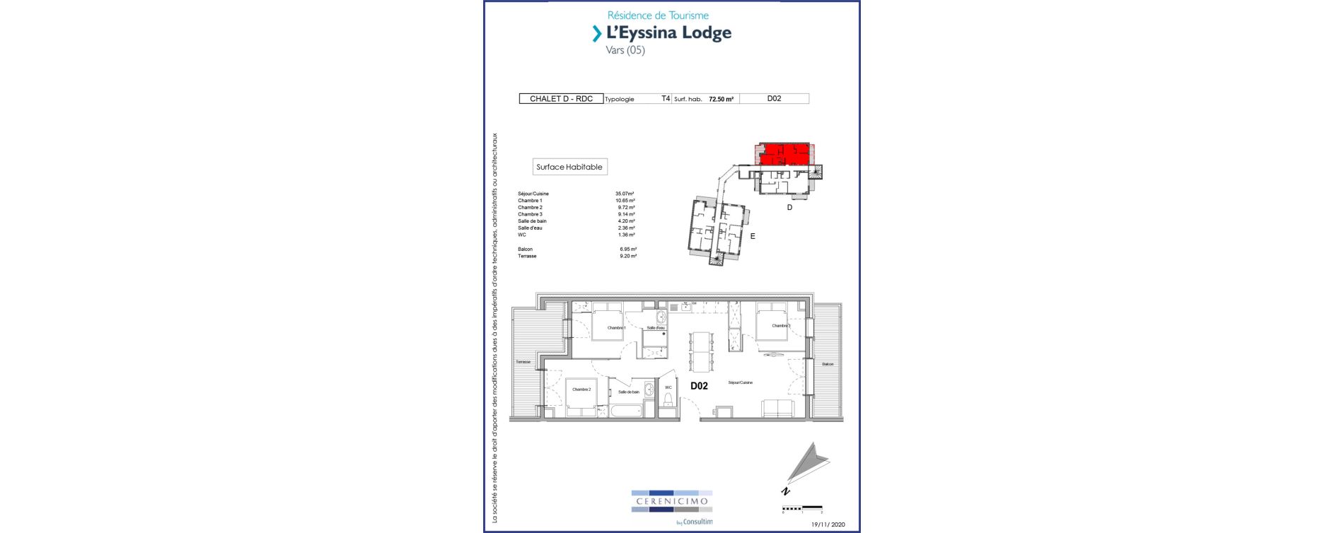 Appartement T4 meubl&eacute; de 72,50 m2 &agrave; Vars Centre