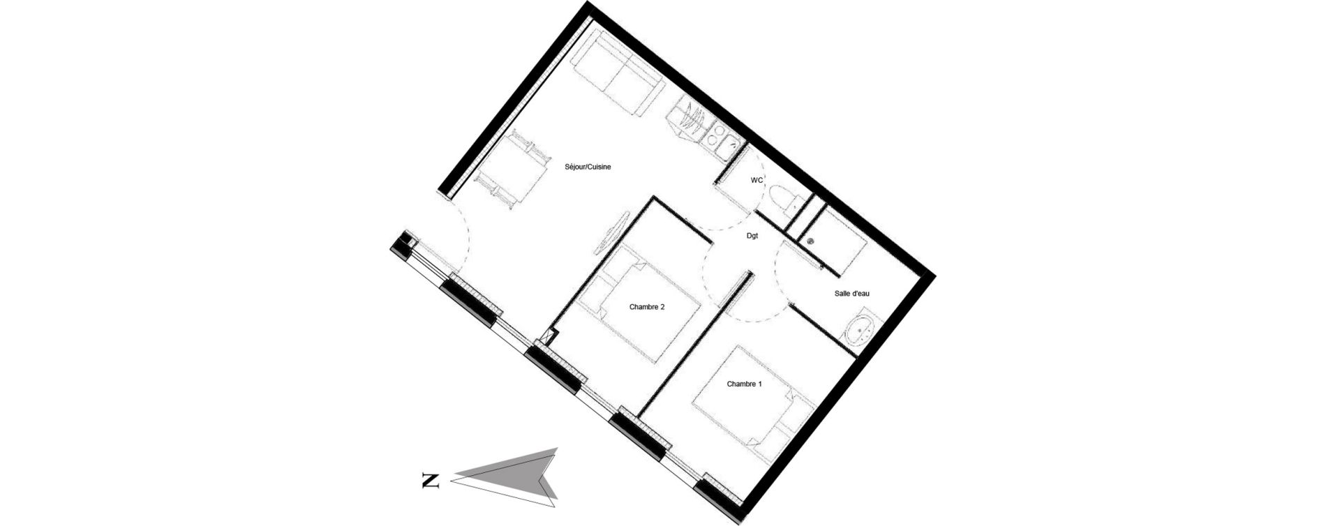 Appartement T3 de 41,89 m2 &agrave; Vars Les claux