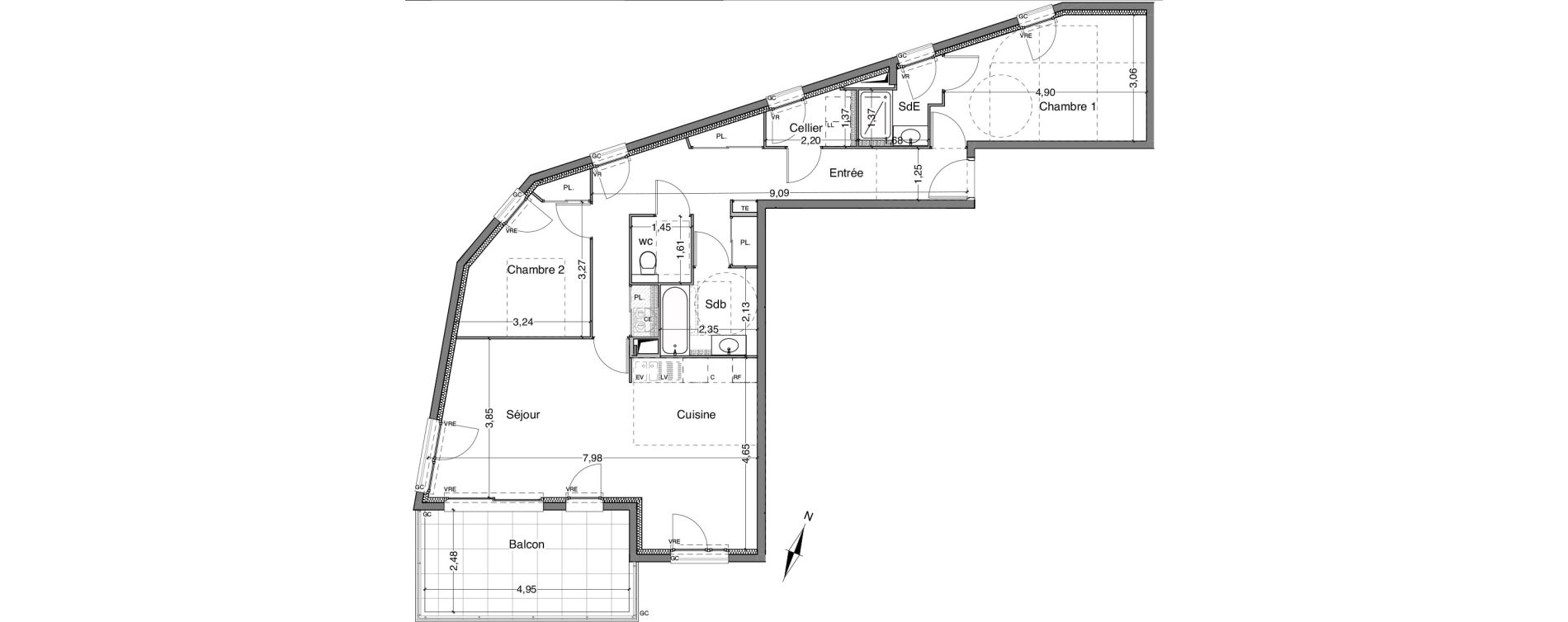 Appartement T3 de 86,42 m2 &agrave; Bandol Centre