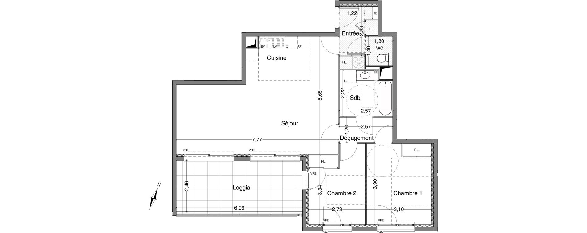 Appartement T3 de 71,91 m2 &agrave; Bandol Centre