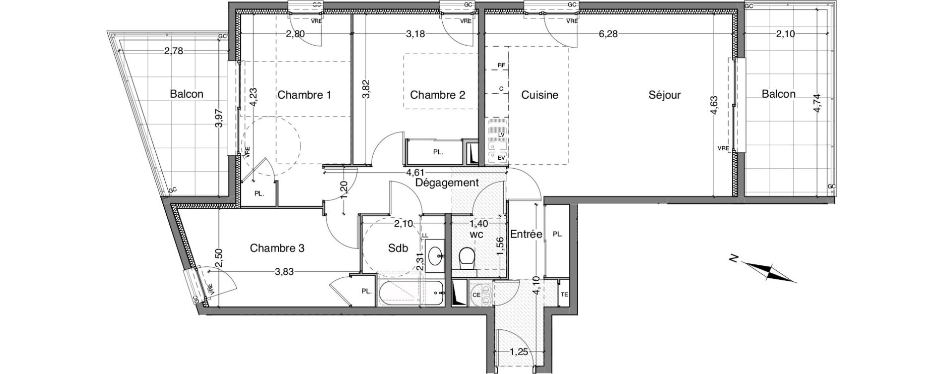 Appartement T4 de 82,42 m2 &agrave; Bandol Centre