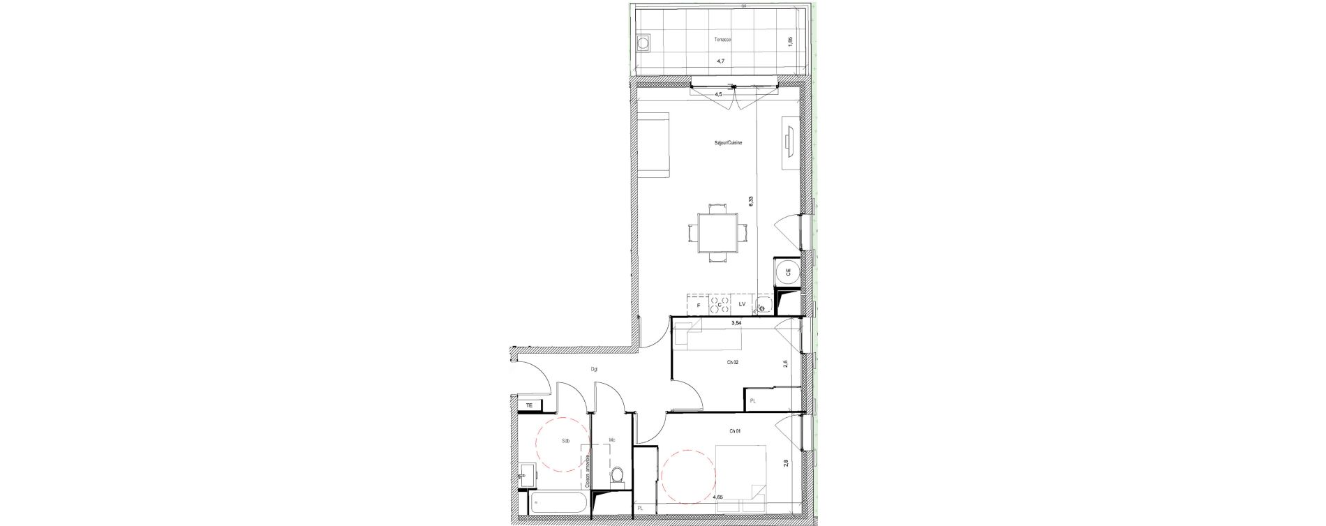 Appartement T3 de 65,26 m2 &agrave; Belgentier Centre