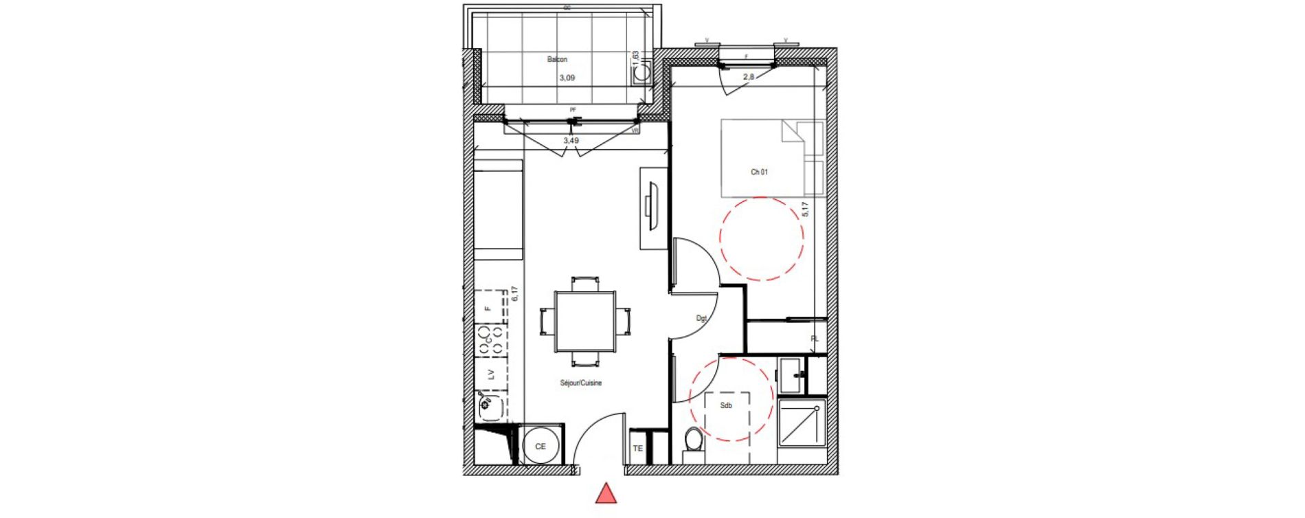 Appartement T2 de 40,00 m2 &agrave; Belgentier Centre