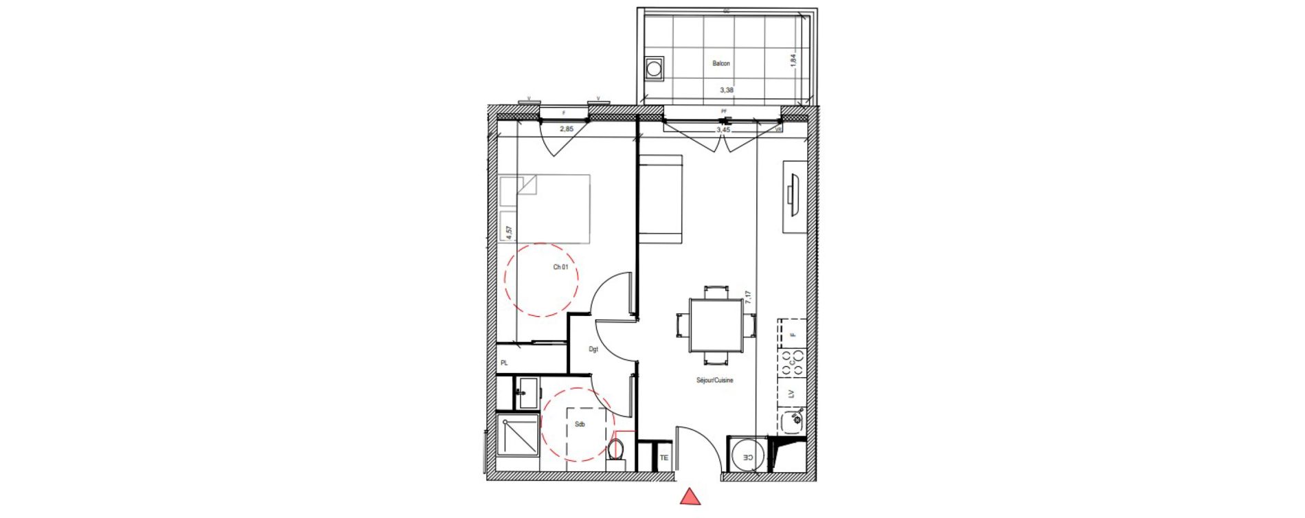 Appartement T2 de 43,50 m2 &agrave; Belgentier Centre