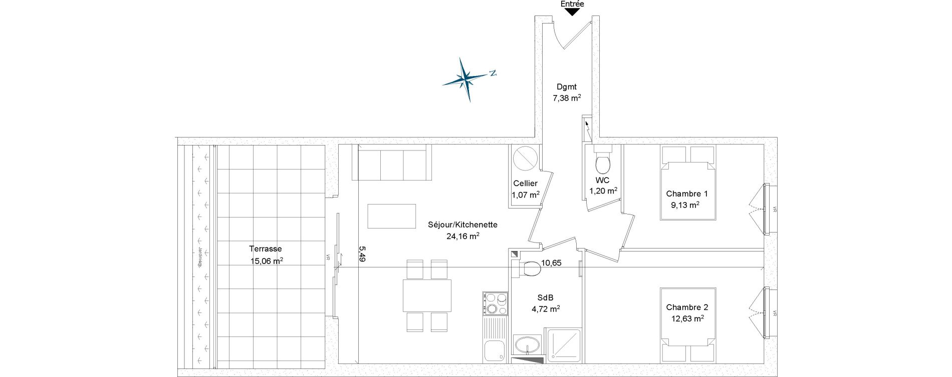 Appartement T3 de 60,29 m2 &agrave; Bormes-Les-Mimosas La favi&egrave;re