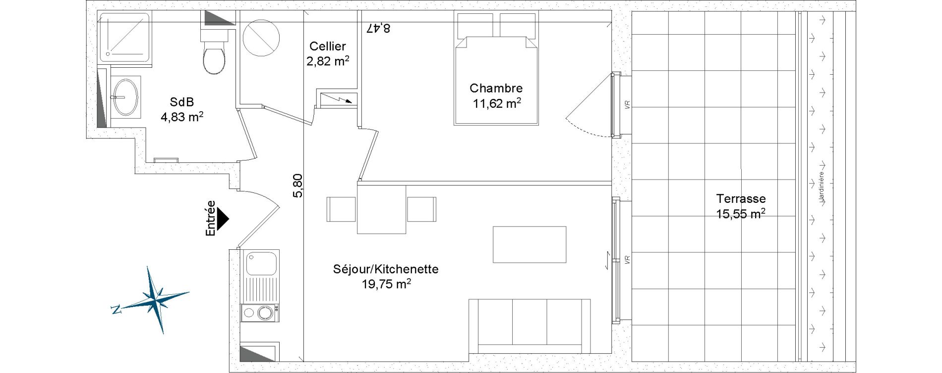 Appartement T2 de 39,02 m2 &agrave; Bormes-Les-Mimosas La favi&egrave;re