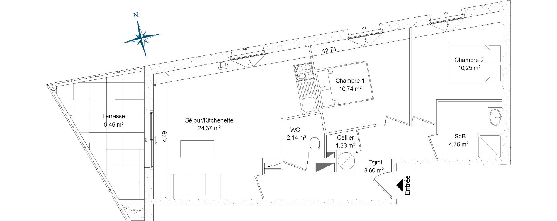 Appartement T3 de 62,09 m2 &agrave; Bormes-Les-Mimosas La favi&egrave;re