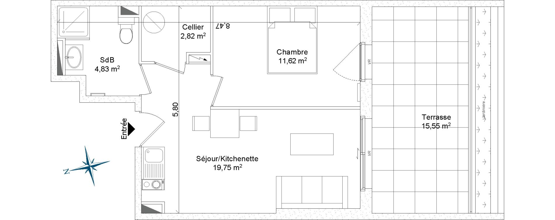 Appartement T2 de 39,02 m2 &agrave; Bormes-Les-Mimosas La favi&egrave;re