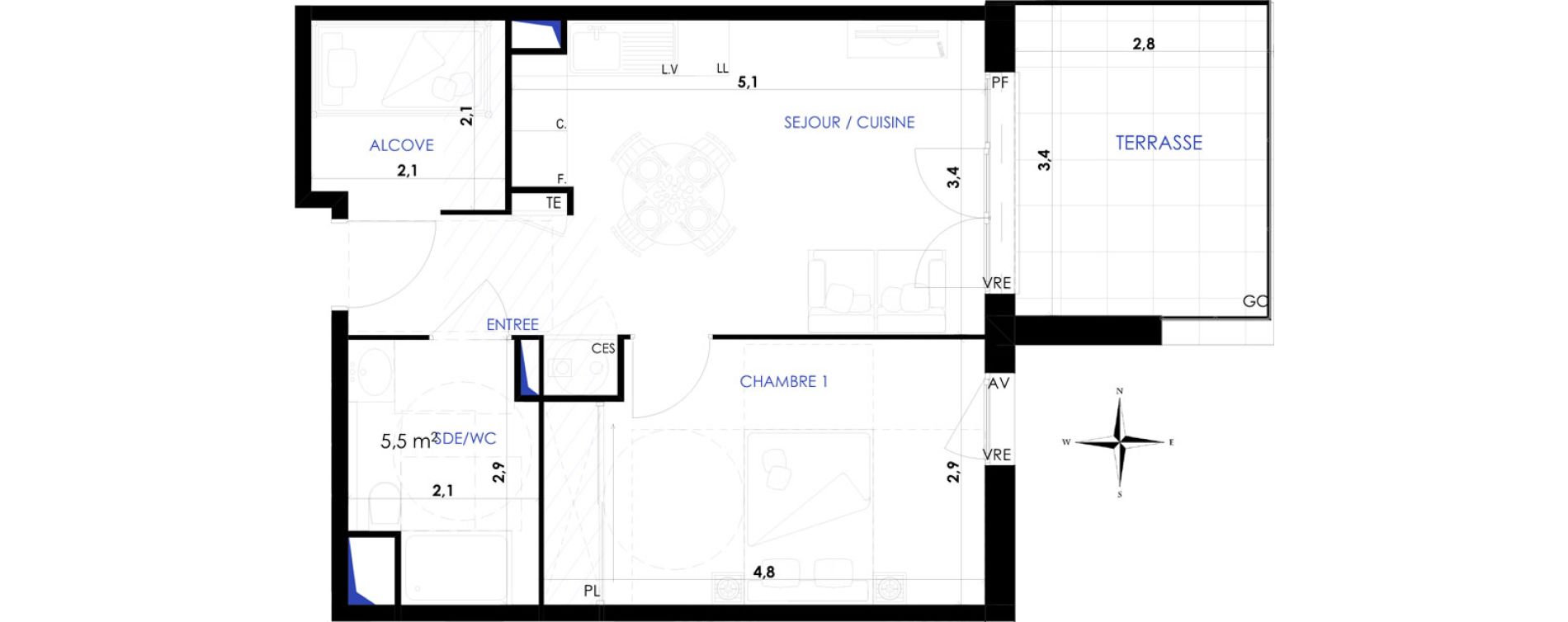 Appartement T2 de 43,00 m2 &agrave; Bormes-Les-Mimosas Pr&eacute; des boeufs