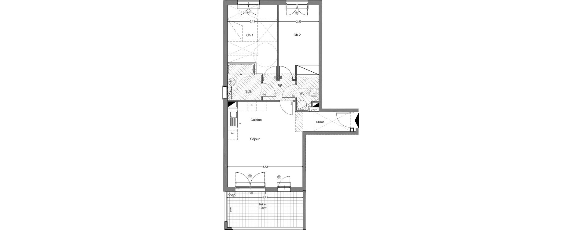 Appartement T3 de 63,05 m2 &agrave; Bormes-Les-Mimosas Centre