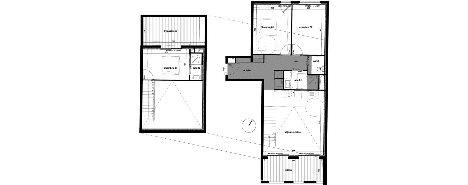 Duplex T4 de 75,60 m2 &agrave; Bormes-Les-Mimosas Le pin