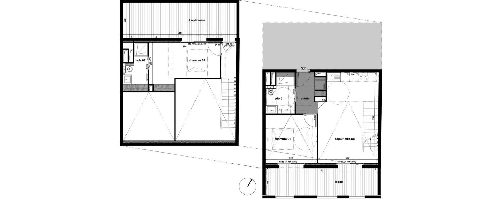 Duplex T3 de 58,16 m2 &agrave; Bormes-Les-Mimosas Le pin