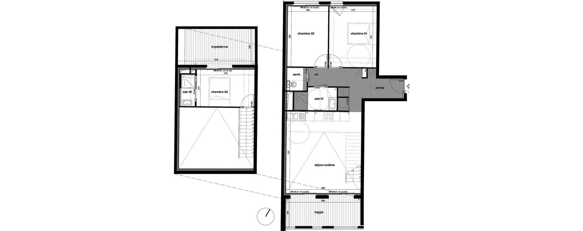 Duplex T4 de 74,31 m2 &agrave; Bormes-Les-Mimosas Le pin