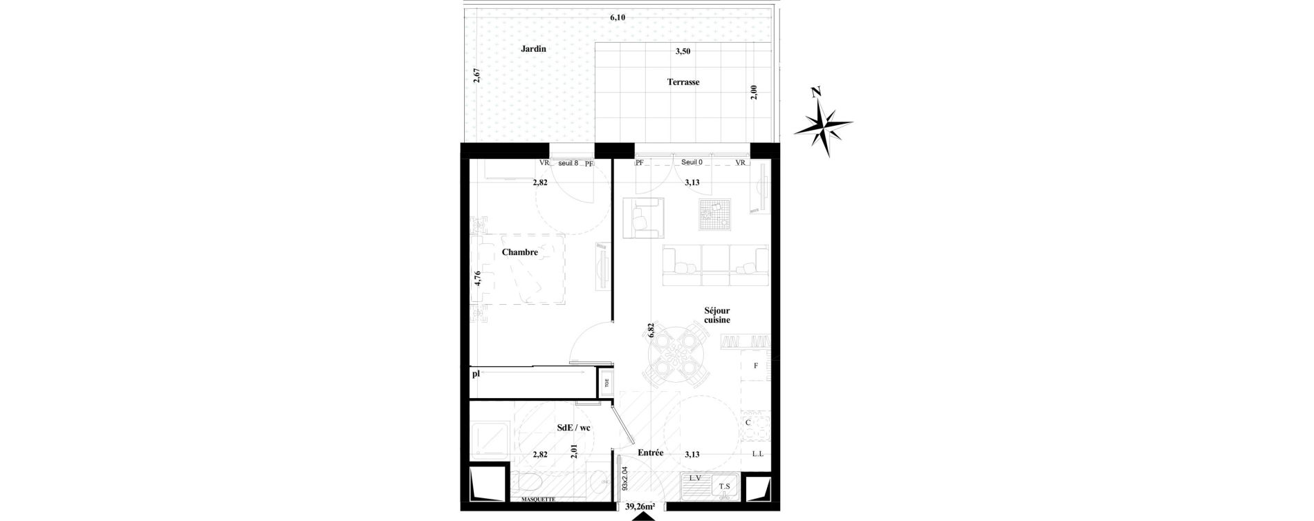Appartement T2 de 39,26 m2 &agrave; Brignoles Centre