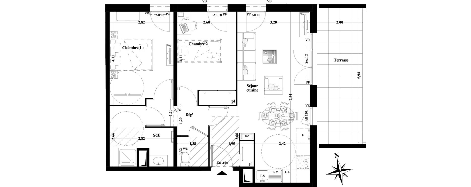 Appartement T3 de 59,00 m2 à Brignoles Centre