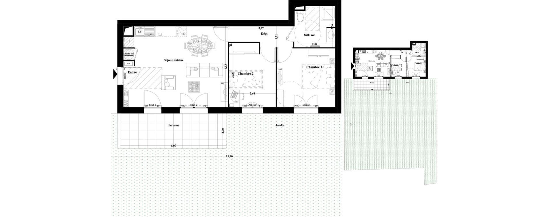 Appartement T3 de 57,00 m2 &agrave; Brignoles Centre