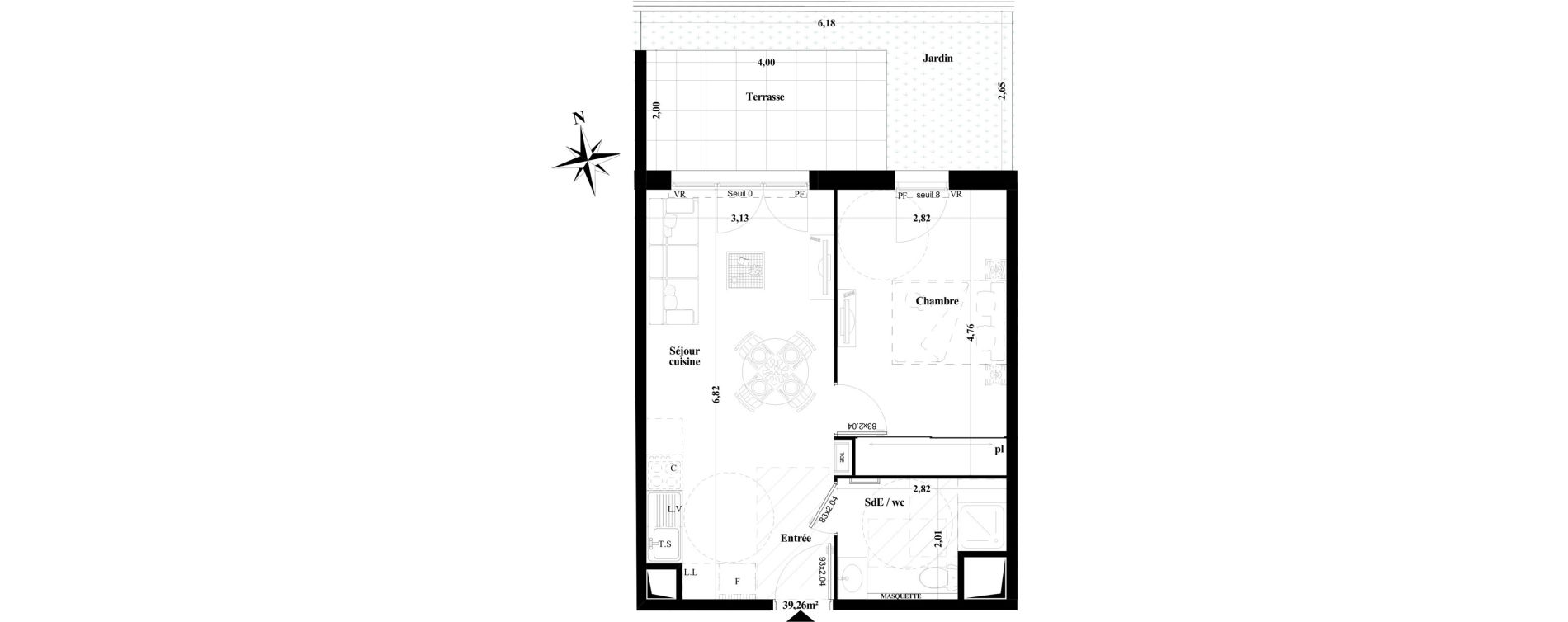 Appartement T2 de 39,26 m2 &agrave; Brignoles Centre