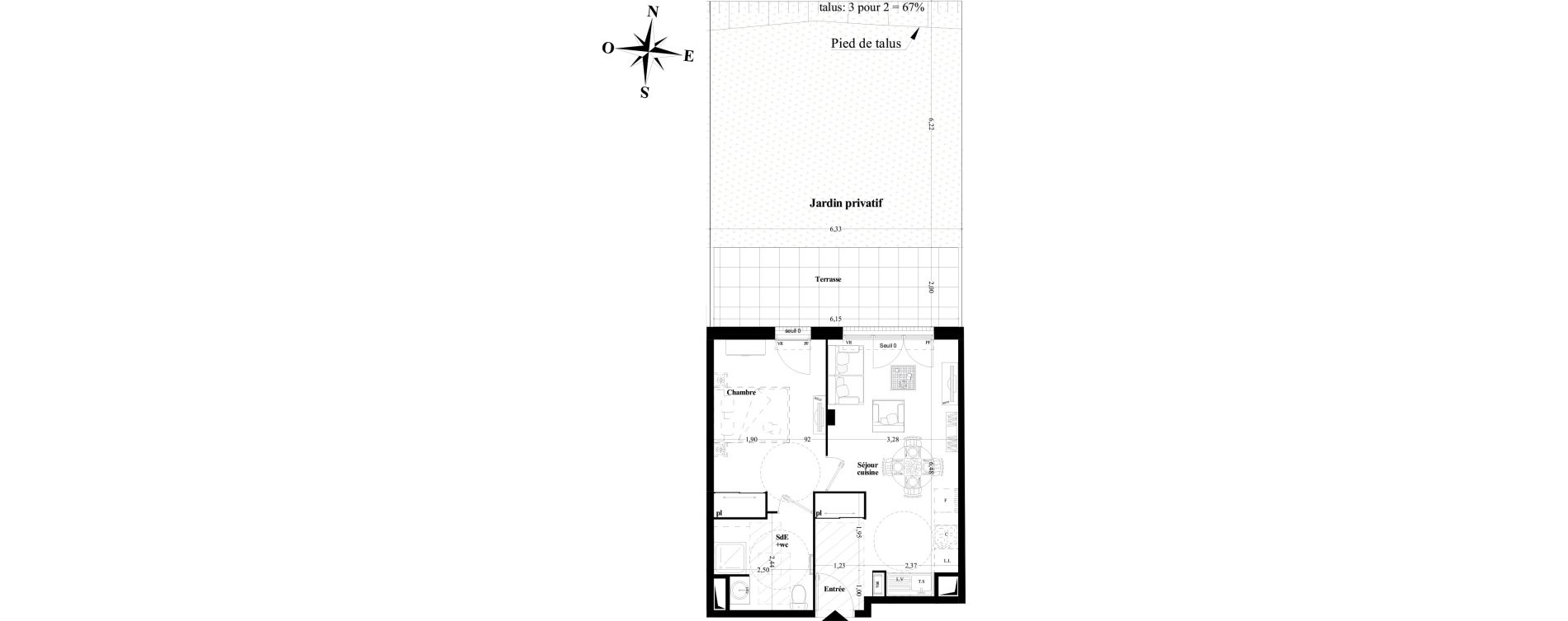 Appartement T2 de 39,53 m2 à Brignoles Centre