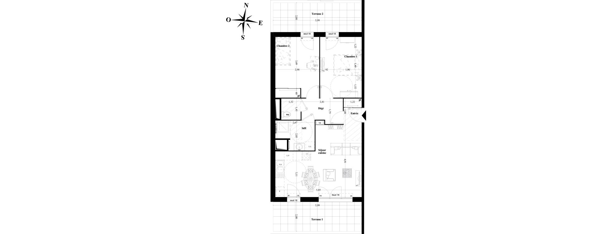Appartement T3 de 61,11 m2 &agrave; Brignoles Centre