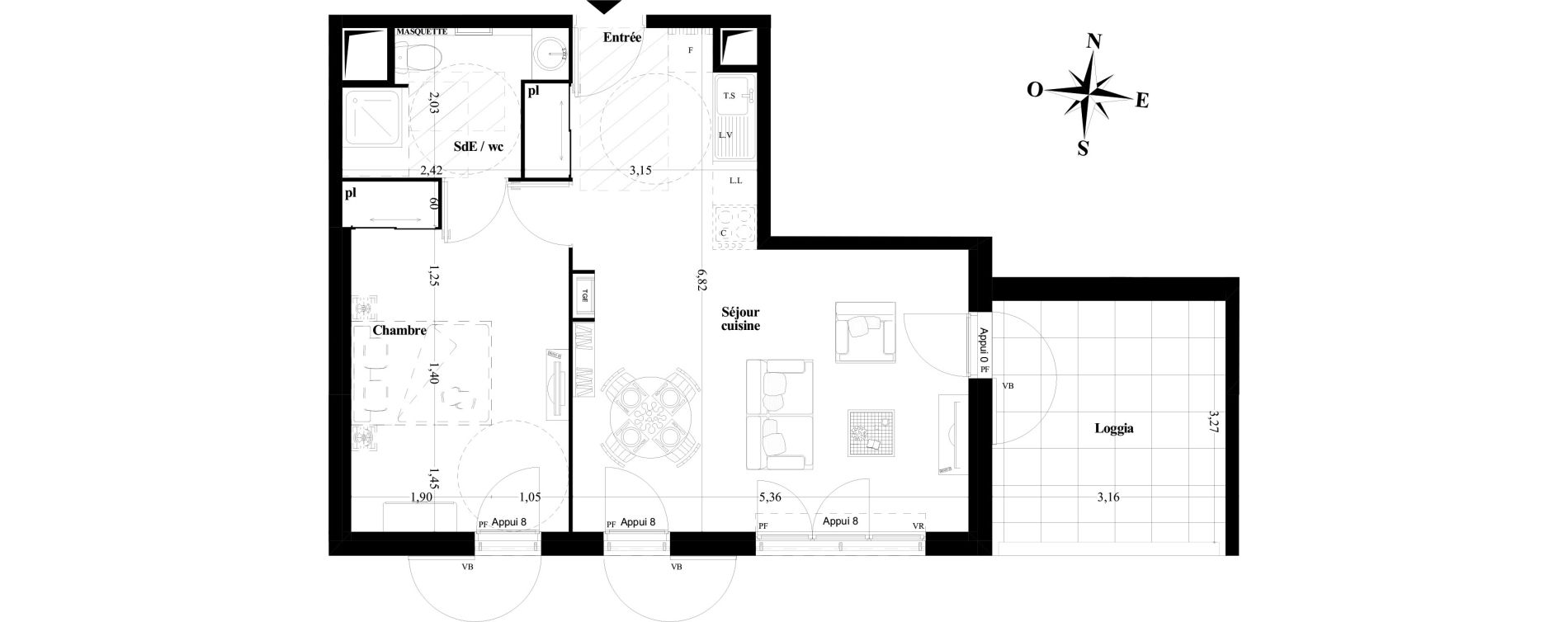 Appartement T2 de 47,08 m2 &agrave; Brignoles Centre