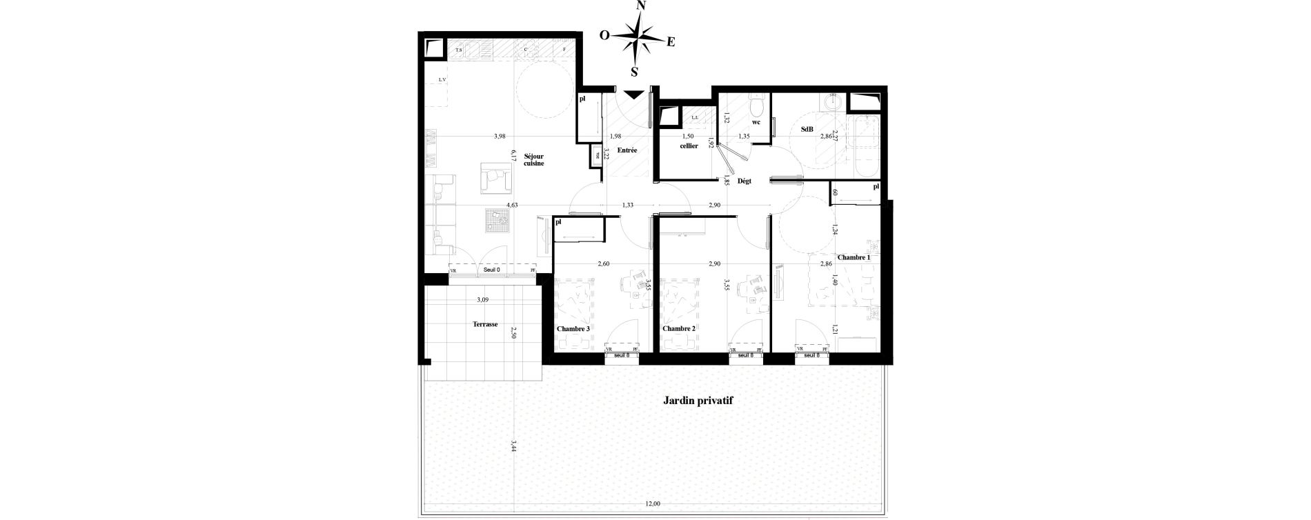 Appartement T4 de 75,96 m2 &agrave; Brignoles Centre