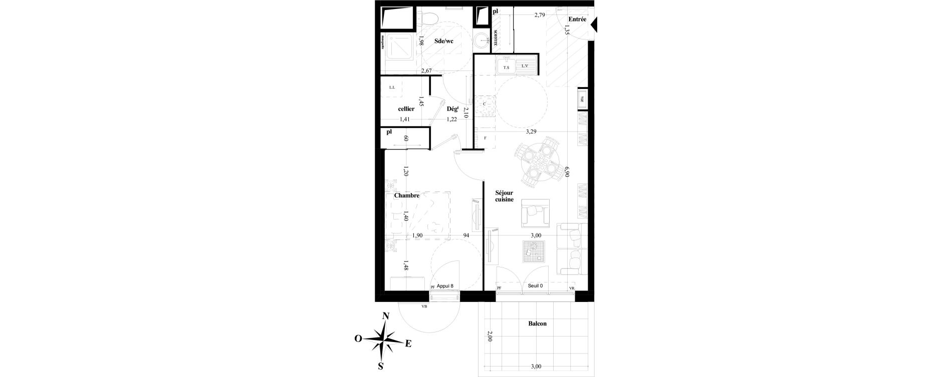 Appartement T2 de 46,92 m2 &agrave; Brignoles Centre