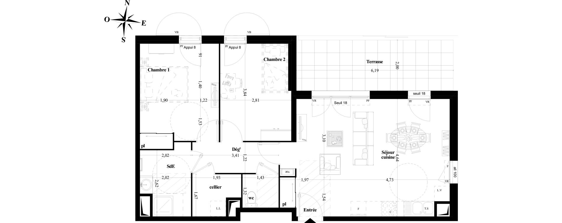 Appartement T3 de 65,90 m2 &agrave; Brignoles Centre