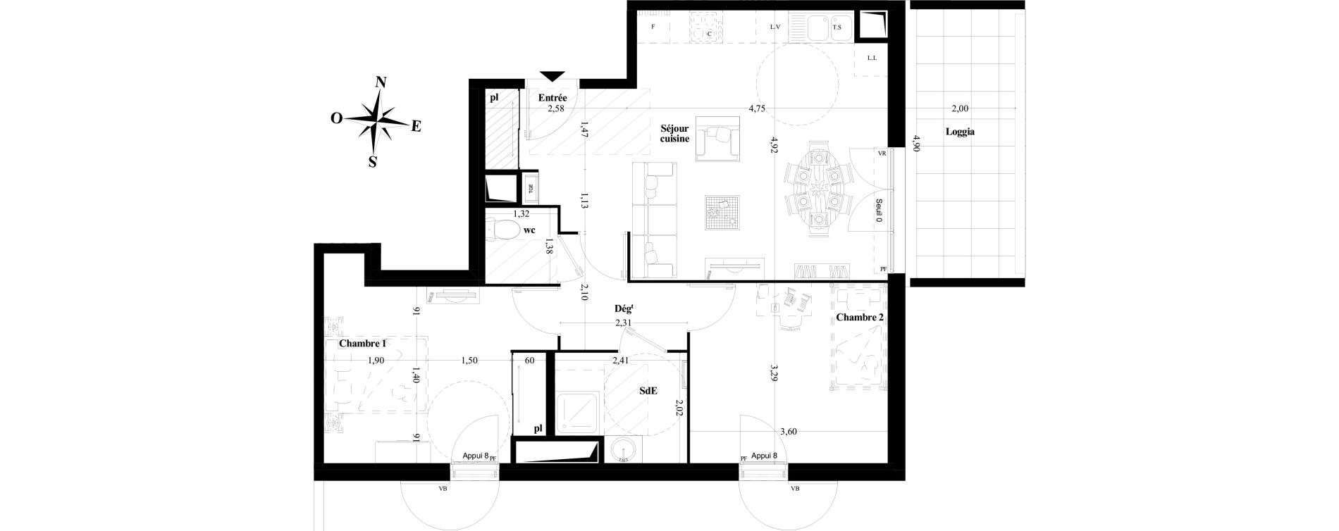 Appartement T3 de 63,47 m2 &agrave; Brignoles Centre
