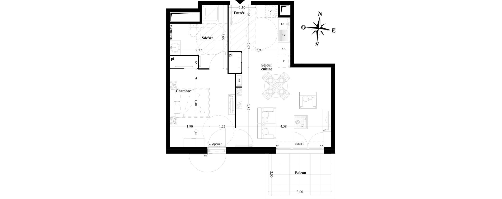Appartement T2 de 44,47 m2 &agrave; Brignoles Centre