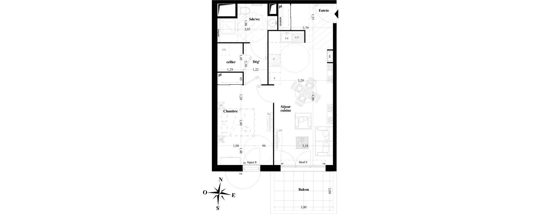 Appartement T2 de 46,46 m2 &agrave; Brignoles Centre